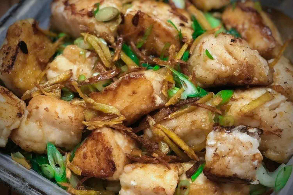 Asian Ginger Lingcod on Stir-Fried Bok Choy