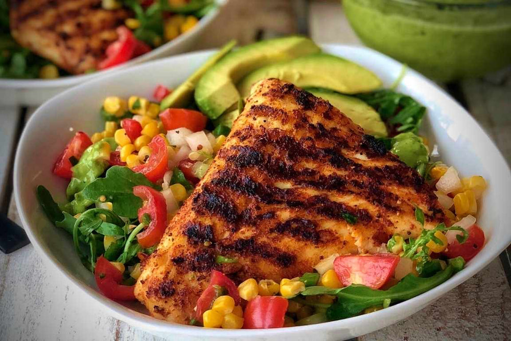 Grilled Fiesta Halibut with Corn Salad from Catch Sitka Seafoods