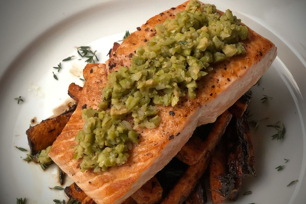 Seared Salmon with Olive Tapenade