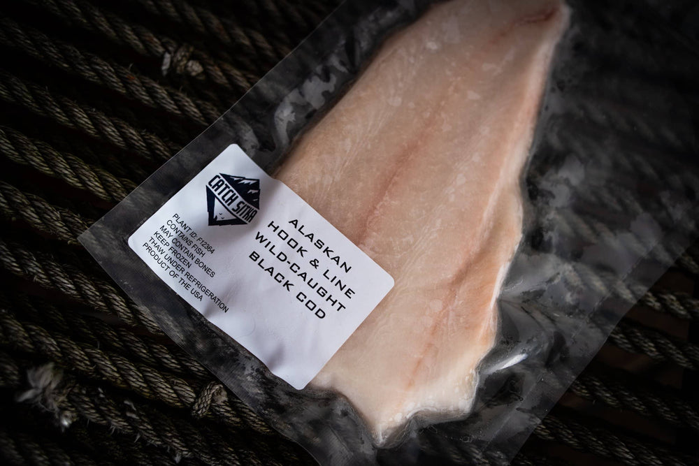 
                  
                    Catch Sitka Alaskan hook & line wild-caught black cod.
                  
                